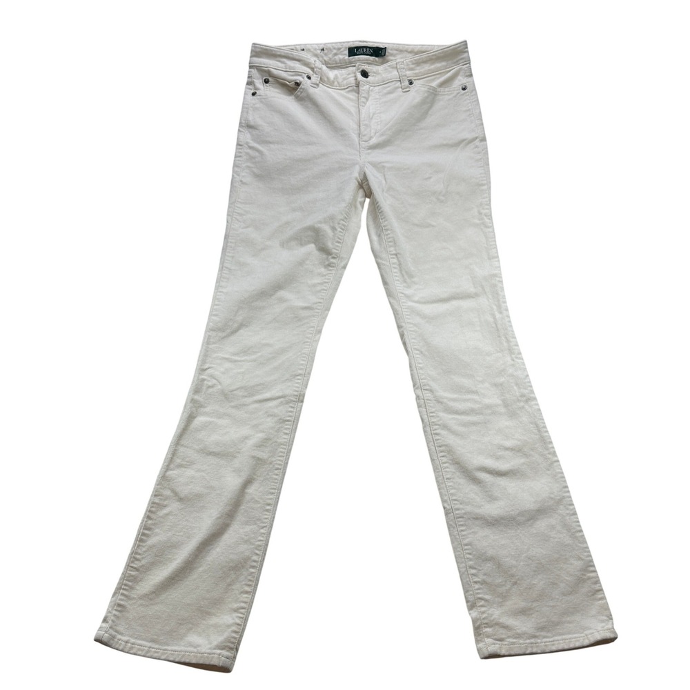 Lauren Ralph Lauren White‎ Corduroy Flare Pants Women Size 8 Bootcut Corduroy